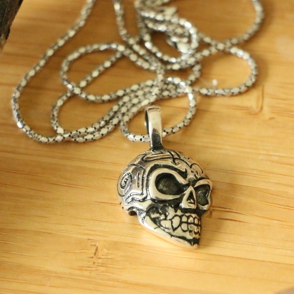 Sterling Silver SKULL Men's Necklace $$LAST ACT$$ - Picture 5 of 8